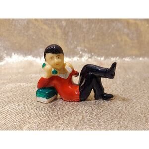 Vintage Boy Talking Green Telephone Plastic Figure Cake Topper Wilton 50s
